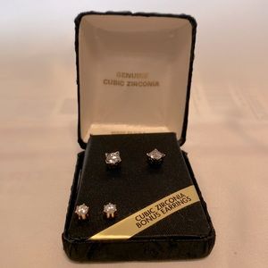 Genuine Cubic Zirconia stud earrings.